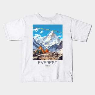 A Pop Art Travel Print of Mount Everest - Nepal Kids T-Shirt